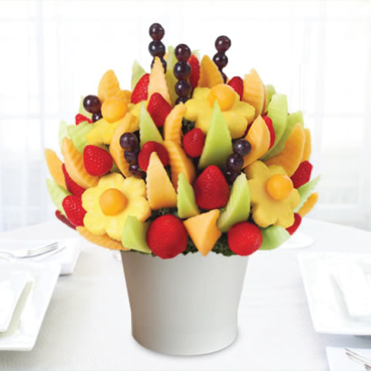 Delicious Fruit Design in White Ceramic Container