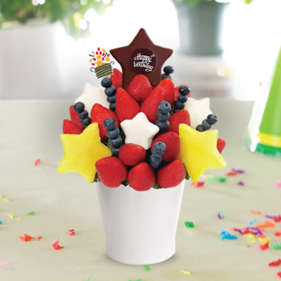 Red, White & Blueberry Daisy with Birthday Pop