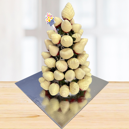 Snowy White Strawberry Tower