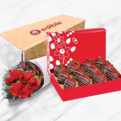 Sweetheart Swizzle Berries & Flowers Box | Edible Arrangements®